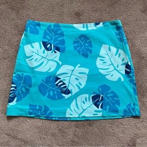 Vintage Express Women’s Tropical Leaf Print Side Zip Mini Skirt Size 3/4